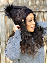 Load image into Gallery viewer, Licorice Cable Knit Beanie