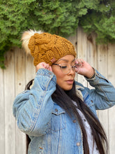 Load image into Gallery viewer, Mustard Cable Knit Beanie