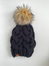 Load image into Gallery viewer, Licorice Cable Knit Beanie